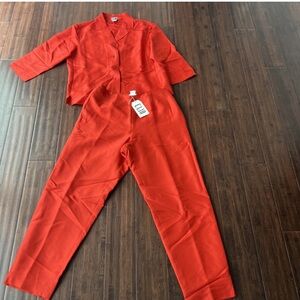 NWT Clio 100% Silk Blouse Top Large And Pants Sz 14 Set Red Women’s